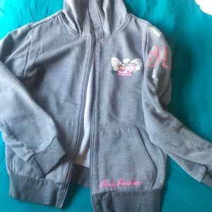 Vintage pink panther gray zip up hoodie